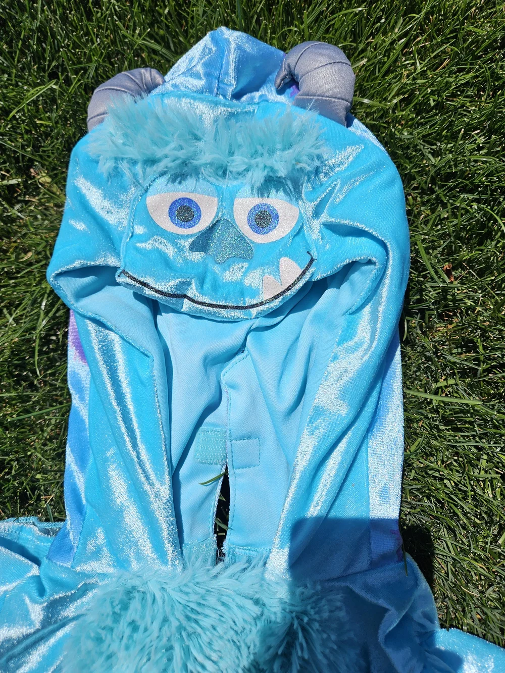 Blue Monster Hooded Kids Halloween Costume with Purple Accents